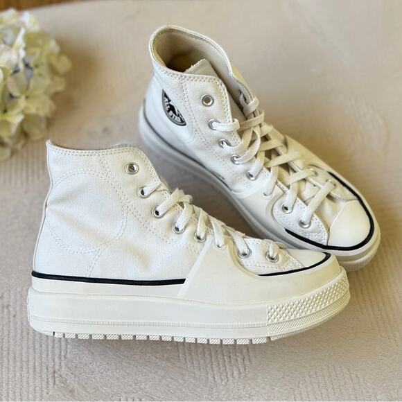 NEW Womens Size 9.5 Converse Chuck Taylor All Star Construct High Vintage White - Picture 5 of 9